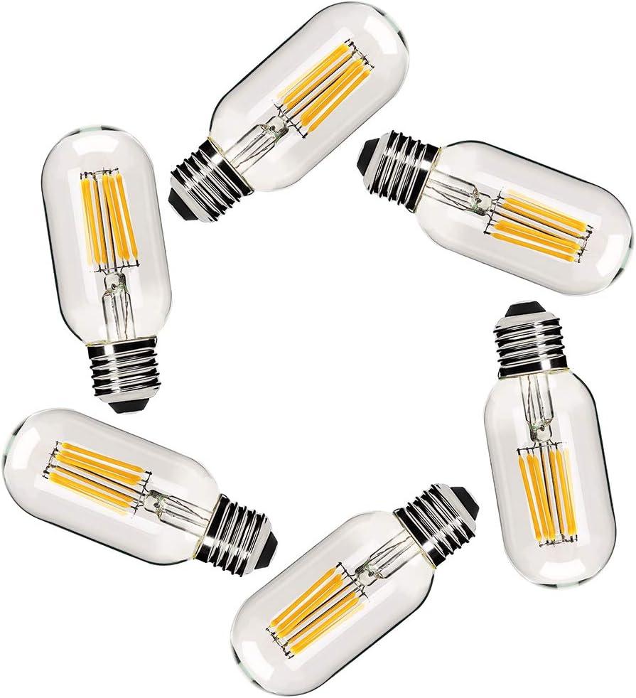 Dimmable Vintage Edison Tubular LED Bulb Pack, 6 Watt, Daylight White