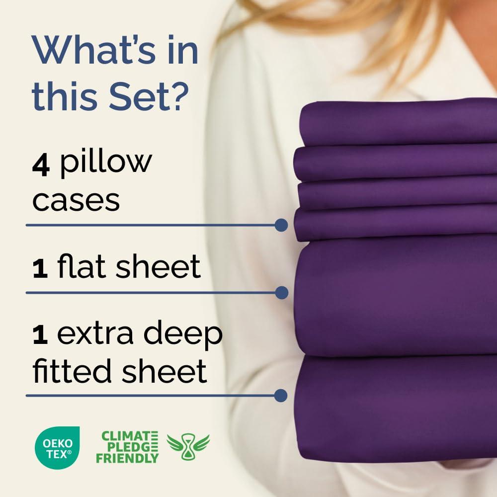 CGK Linens 6 Piece Extra Deep Pocket Ultra Soft & Cooling Sheet Set