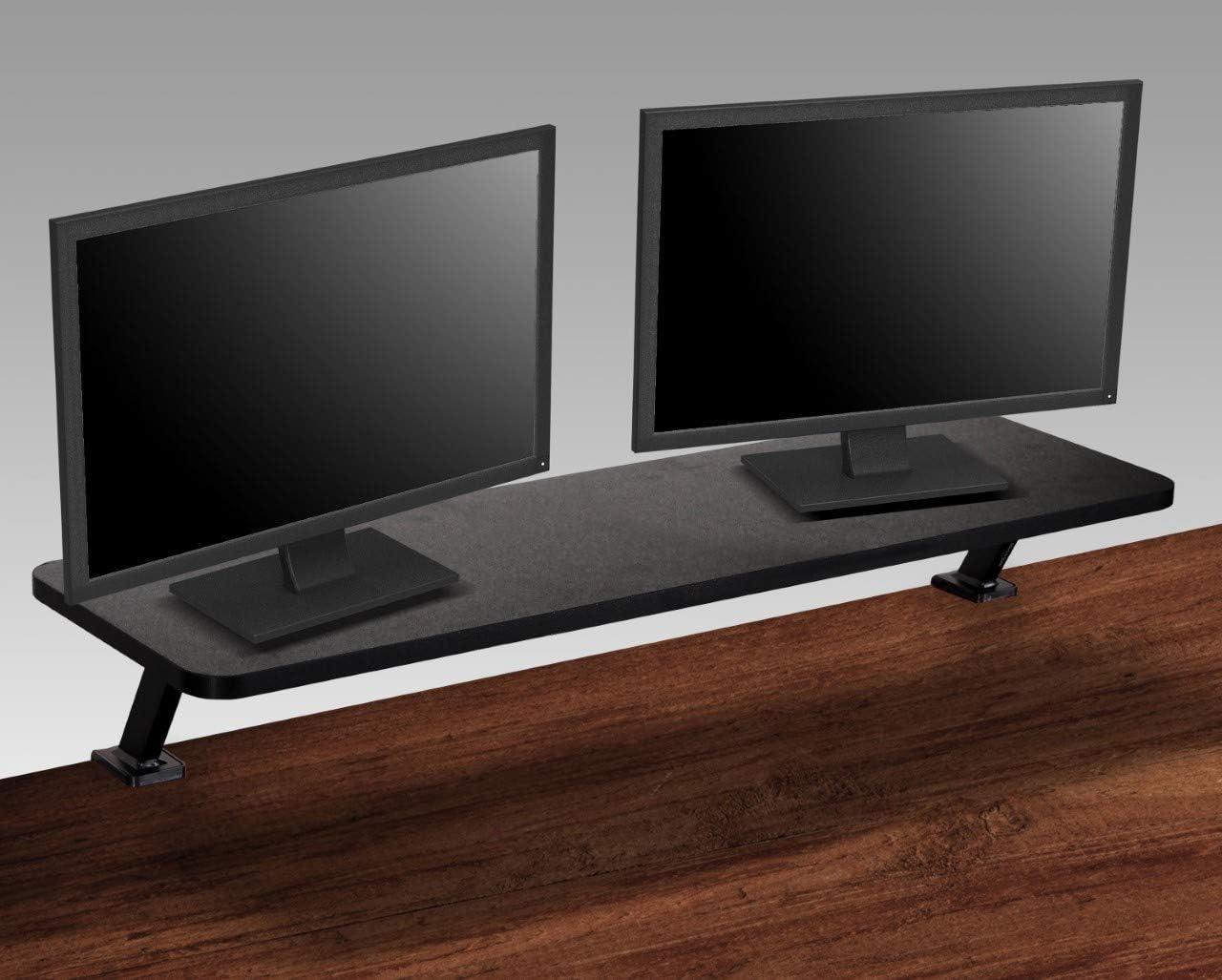 Black Extra-Wide Ergonomic Mounted Monitor Riser Stand