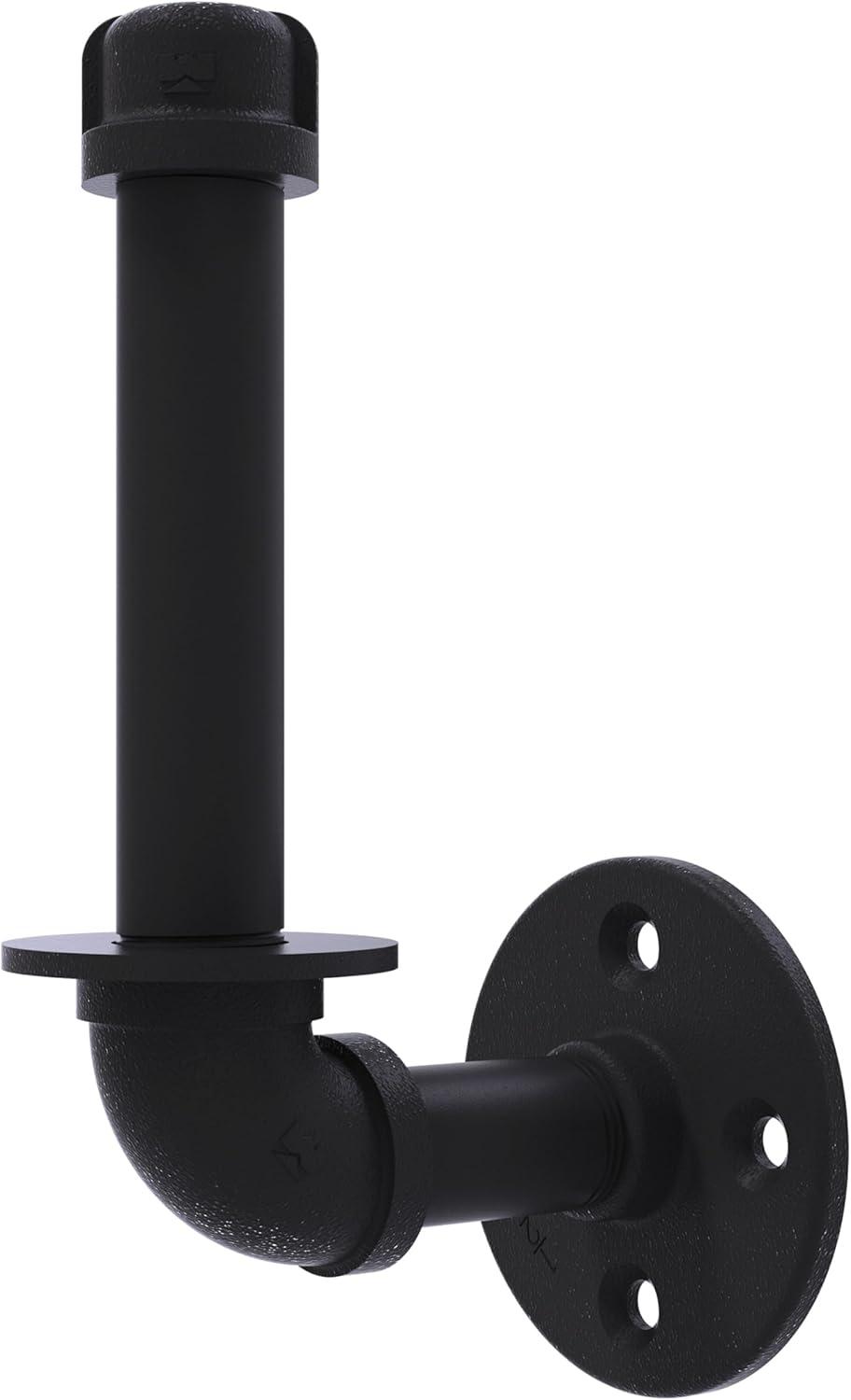 Matte Black Industrial Upright Toilet Paper Holder