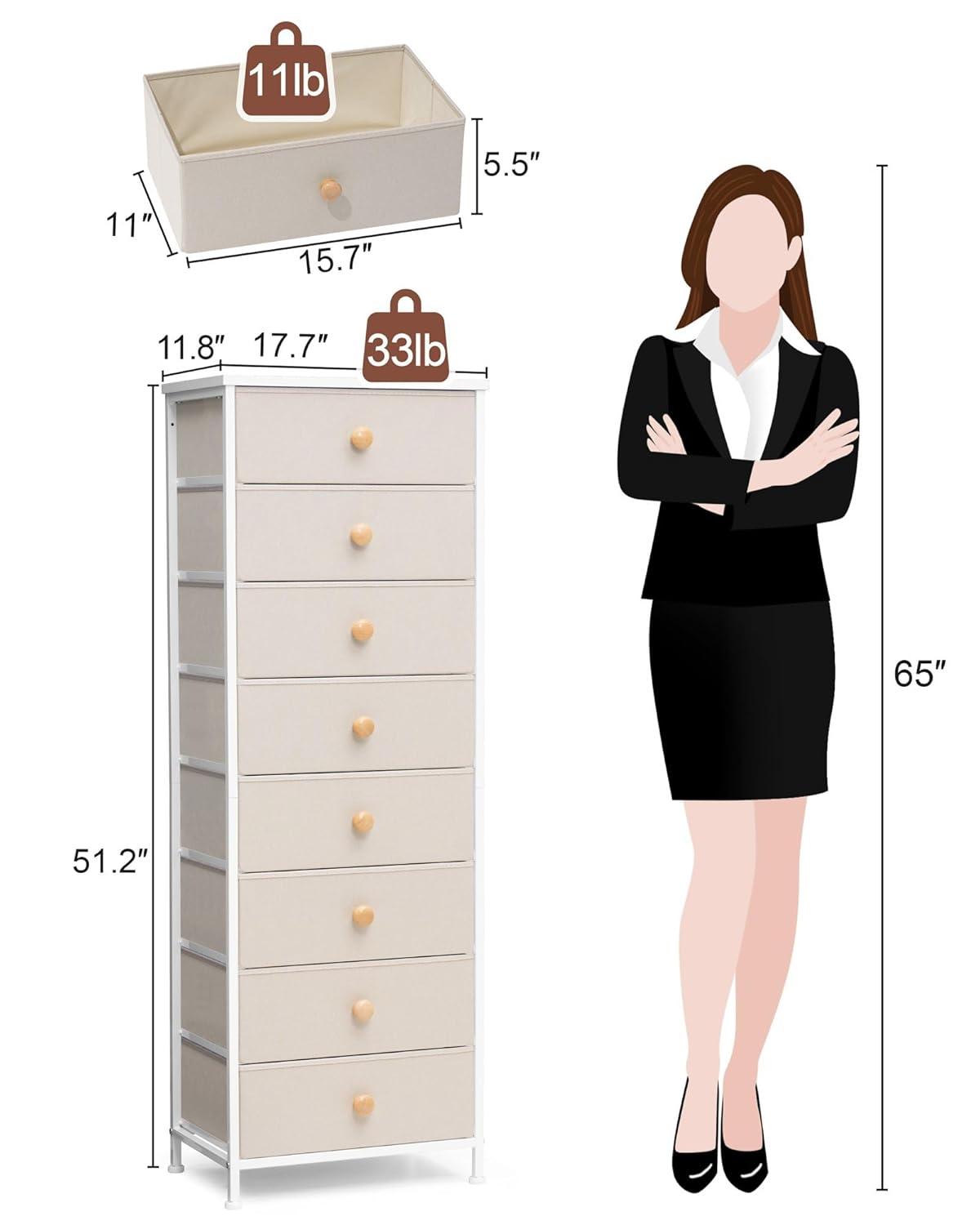 Crestlive Products 7 Drawers dresser for bedroom Chest Furniture Storage Tower Organizer Unit for Bedroom Beige