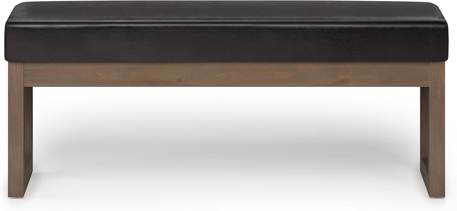 Simpli Home Milltown Ottoman Bench with Upholstered Seat and Solid Wood Frame