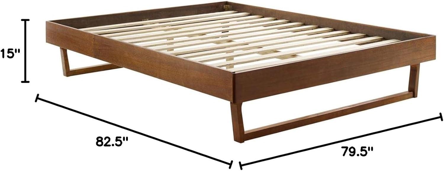 Modway Billie King Rubberwood and MDF Wood Platform Bed Frame in Walnut