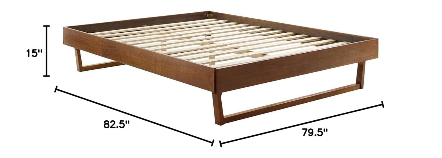 Modway Billie King Rubberwood and MDF Wood Platform Bed Frame in Walnut