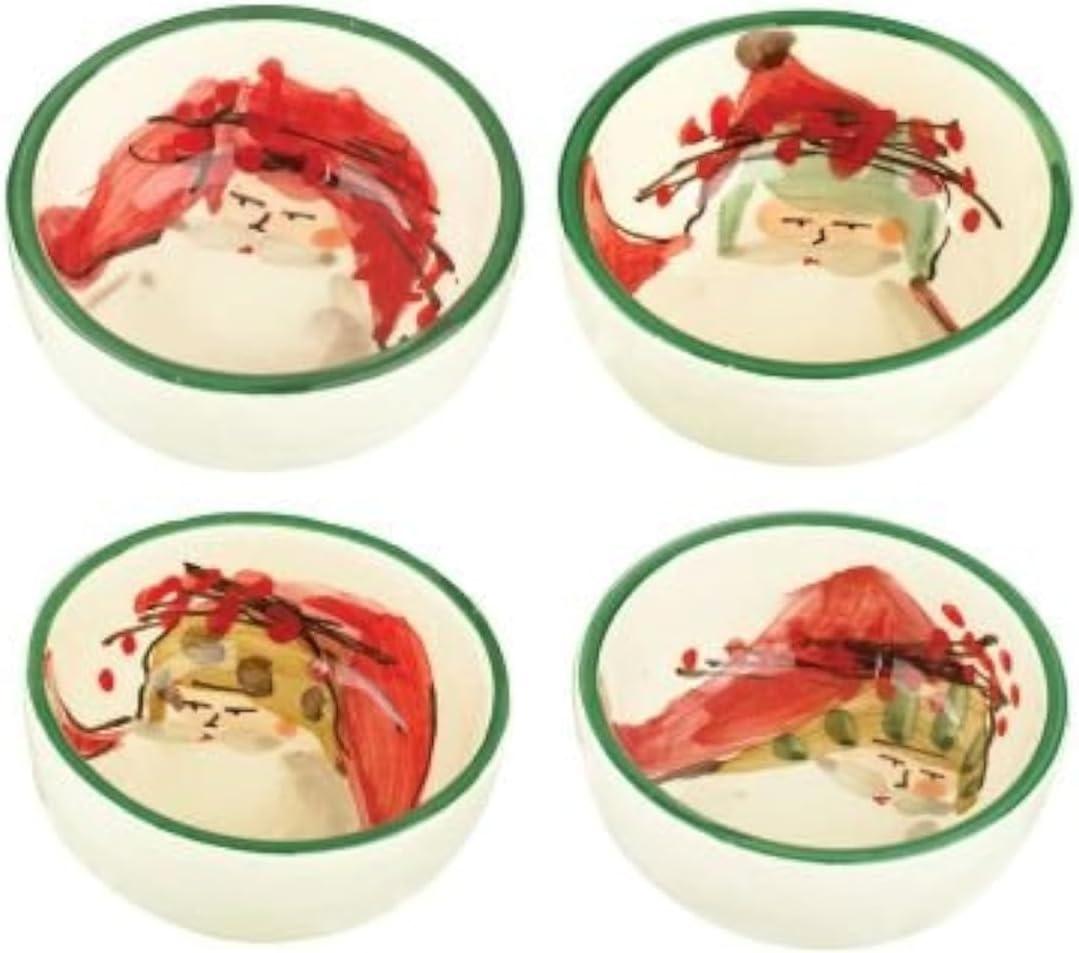 Old St. Nick Assorted Christmas Earthenware Condiment Bowls, Set of 4