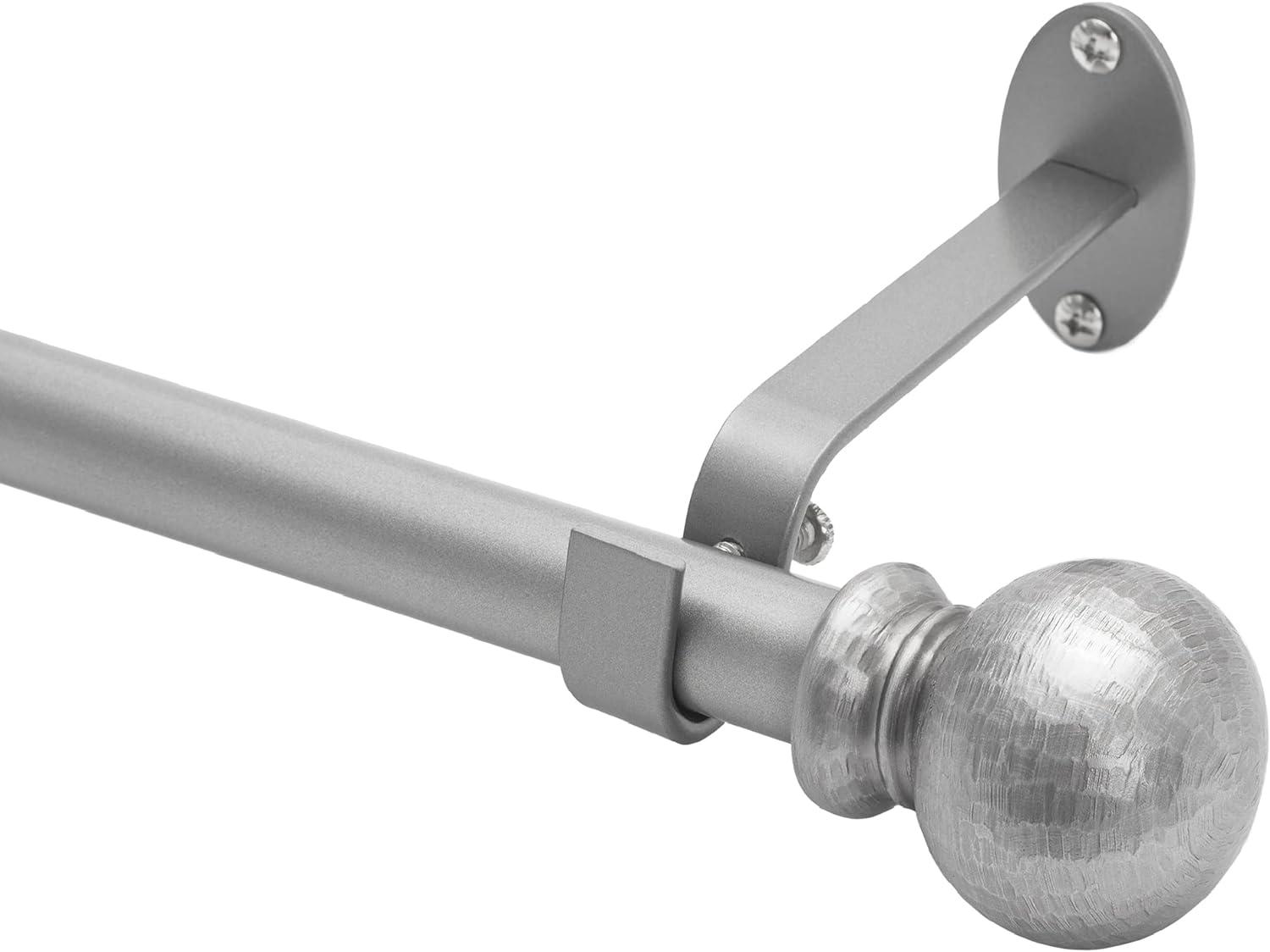 Rustic Pewter Adjustable Curtain Rod with Hammered Ball Finials