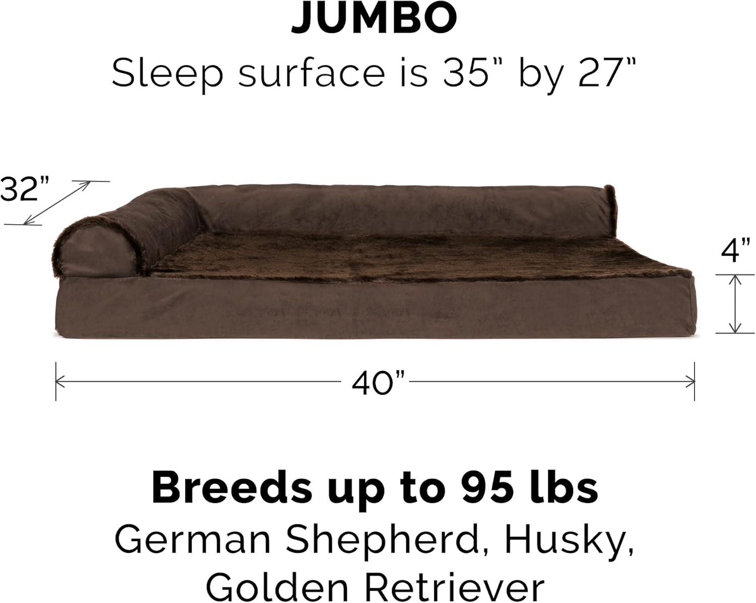 FurHaven Plush & Velvet Deluxe L-Chaise Orthopedic Pet Bed