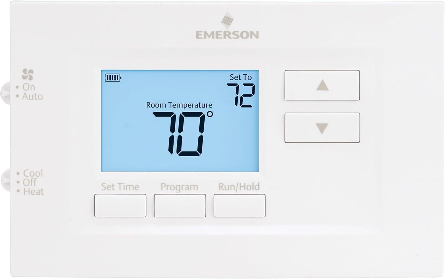 White Programmable Digital Heat Pump Thermostat with Mounting Hardware