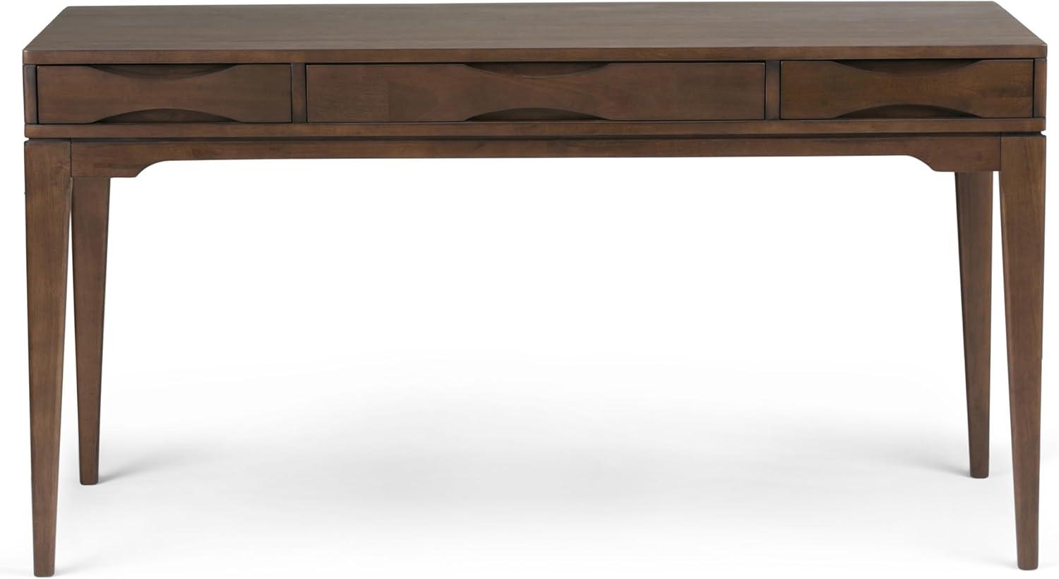 Simpli Home Harper Solid Wood Desk, Contemporary Style with Keyboard Tray and Storage