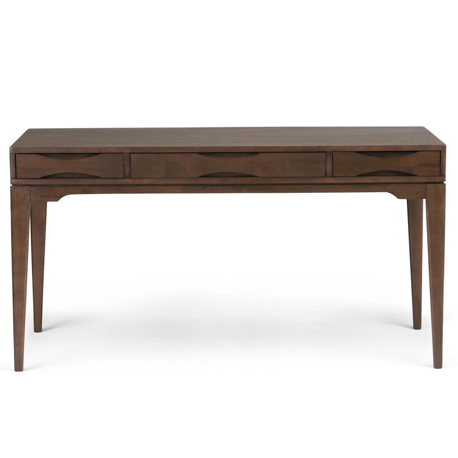 Simpli Home Harper Solid Wood Desk, Contemporary Style with Keyboard Tray and Storage
