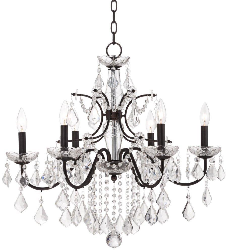 Vienna Full Spectrum DeMallo Dark Bronze Chandelier 26" Wide French Scroll Arm Clear Crystal 6-Light Fixture for Dining Room Home Foyer Kitchen Island