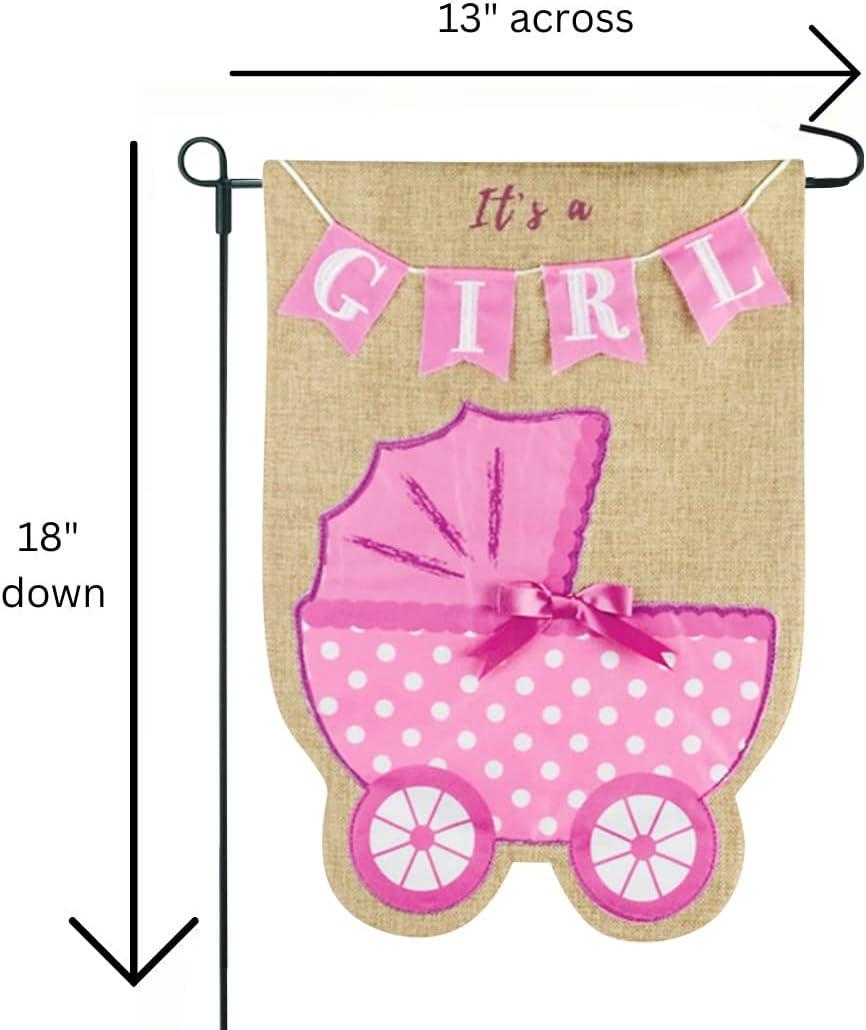 Double Sided 18'' H x 12.5'' W Burlap New Baby Flag Set