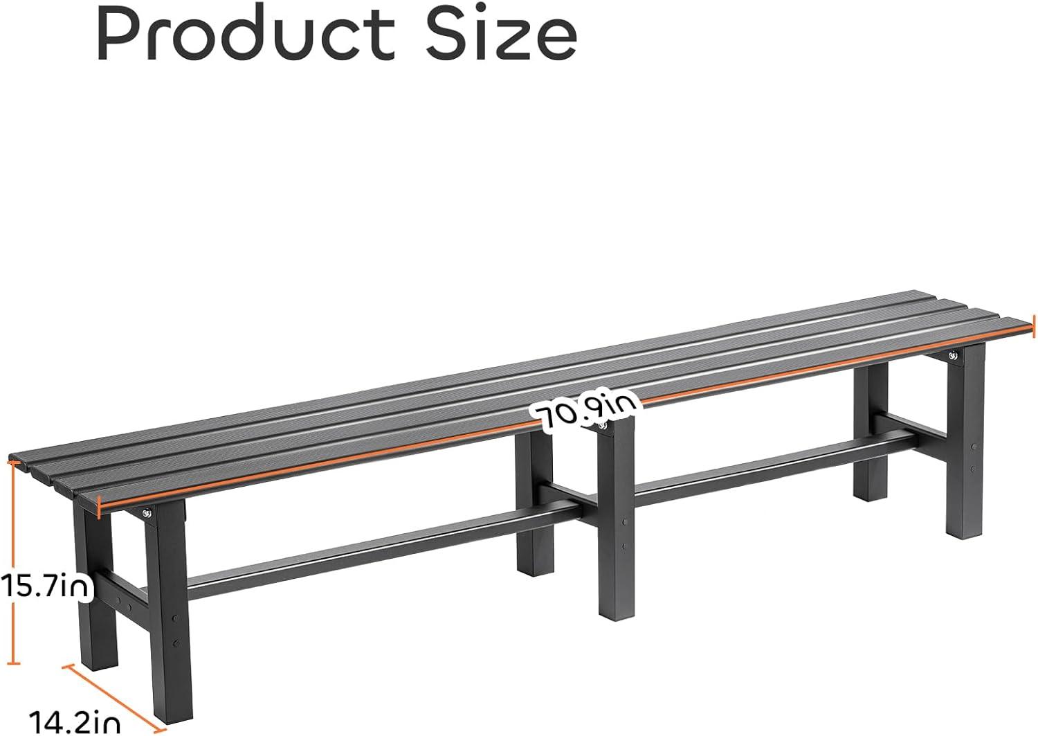 TECSPACE Aluminum Outdoor Patio Bench Black,70.9 x 14.2 x 15.7 inches,Light Weight High Load-Bearing,Outdoor Bench for Park Garden,Patio and Lounge