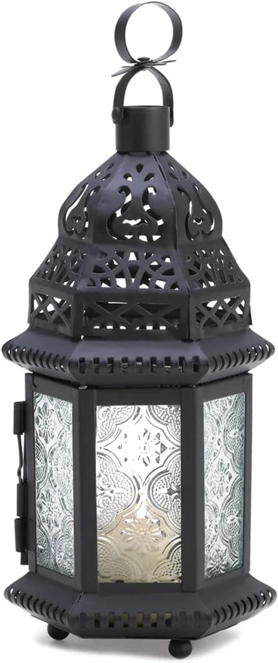 Winter Glow Intricate Metal & Glass Moroccan Table Lantern