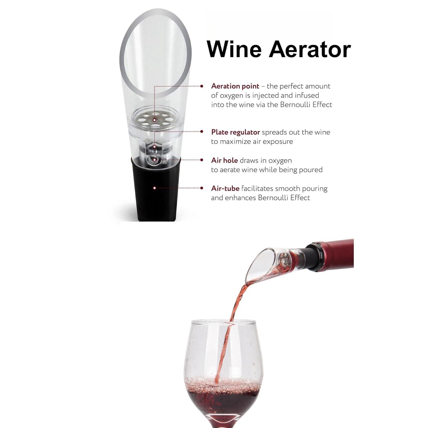 Electric Wine Opener, Rechargeable Wine Opener Set with Foil Cutter, Wine Aerator, Vacuum Stopper and Storage Base, Ideal Wine Accessories for Wine Lovers, Perfect Wine Gifts