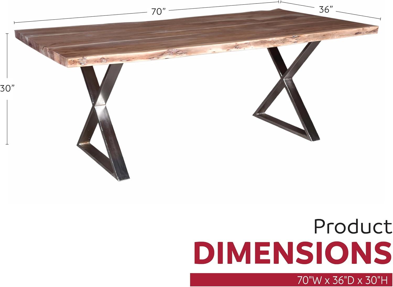 Primo International 51223 70 in. Sutherland Rustic Dining Table, Brown