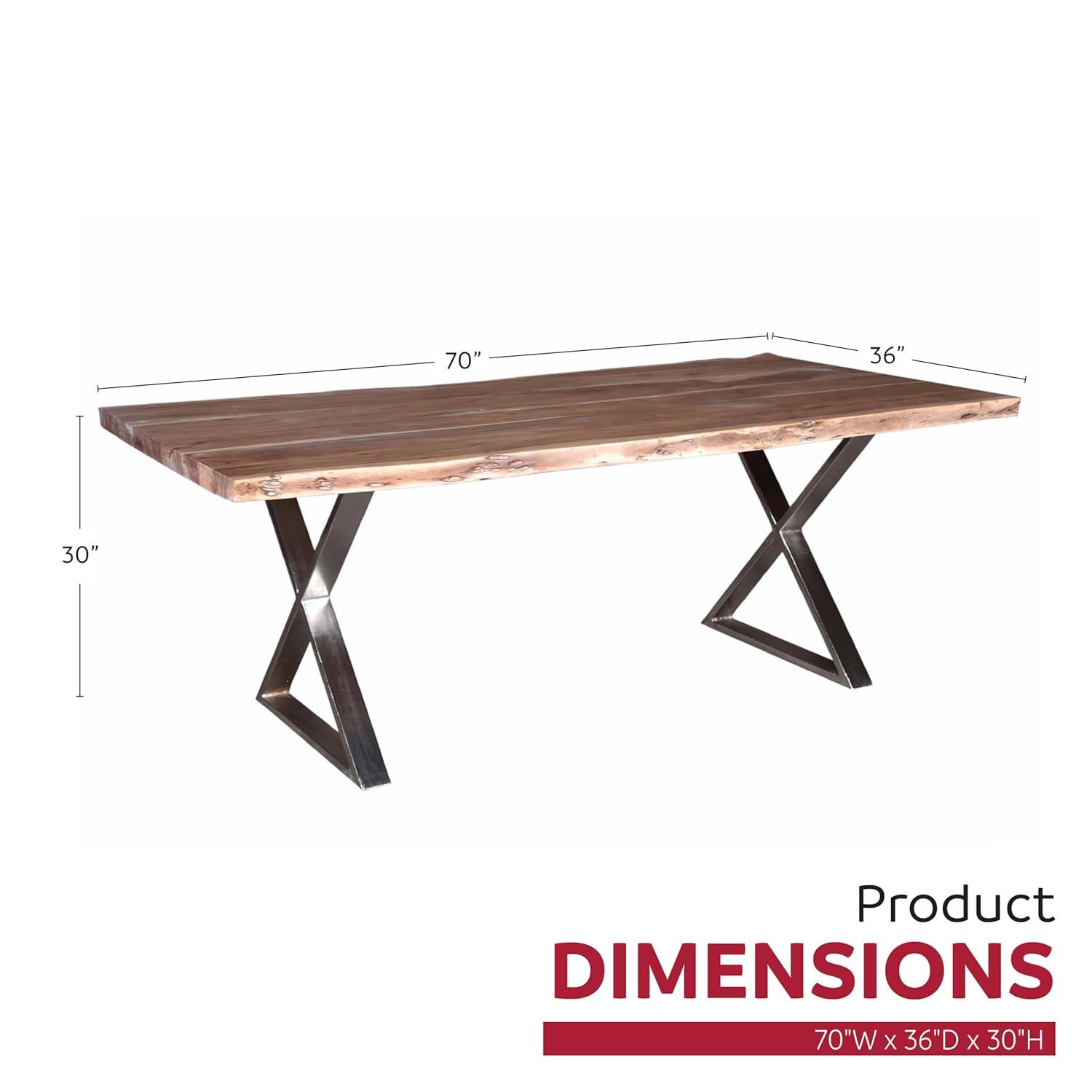 Primo International 51223 70 in. Sutherland Rustic Dining Table, Brown