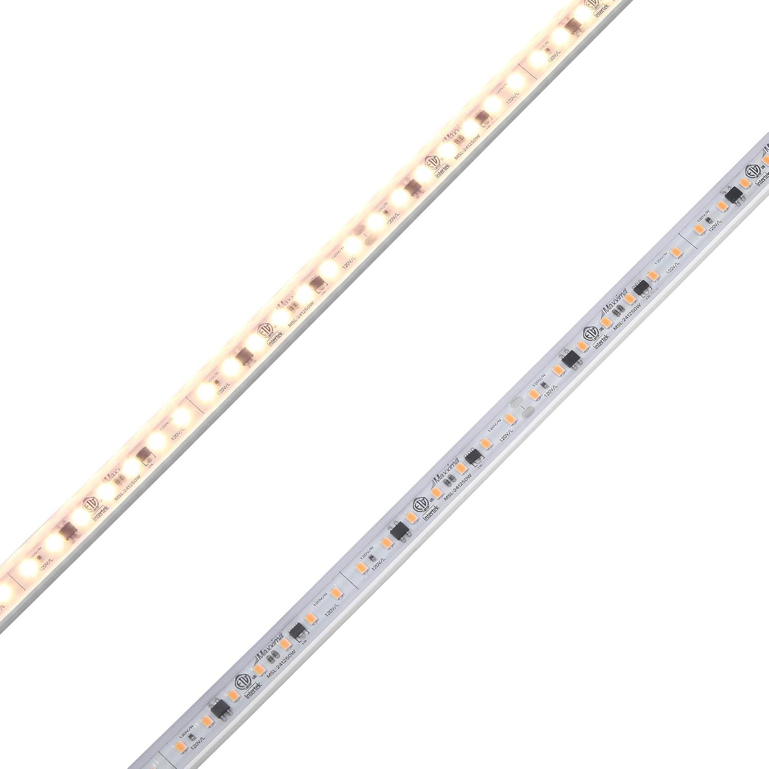 Maxxima 24 in. LED Under Cabinet Strip Light, Hardwired, 920 Lumens, 3000K Warm White, White, 120V Cove Light