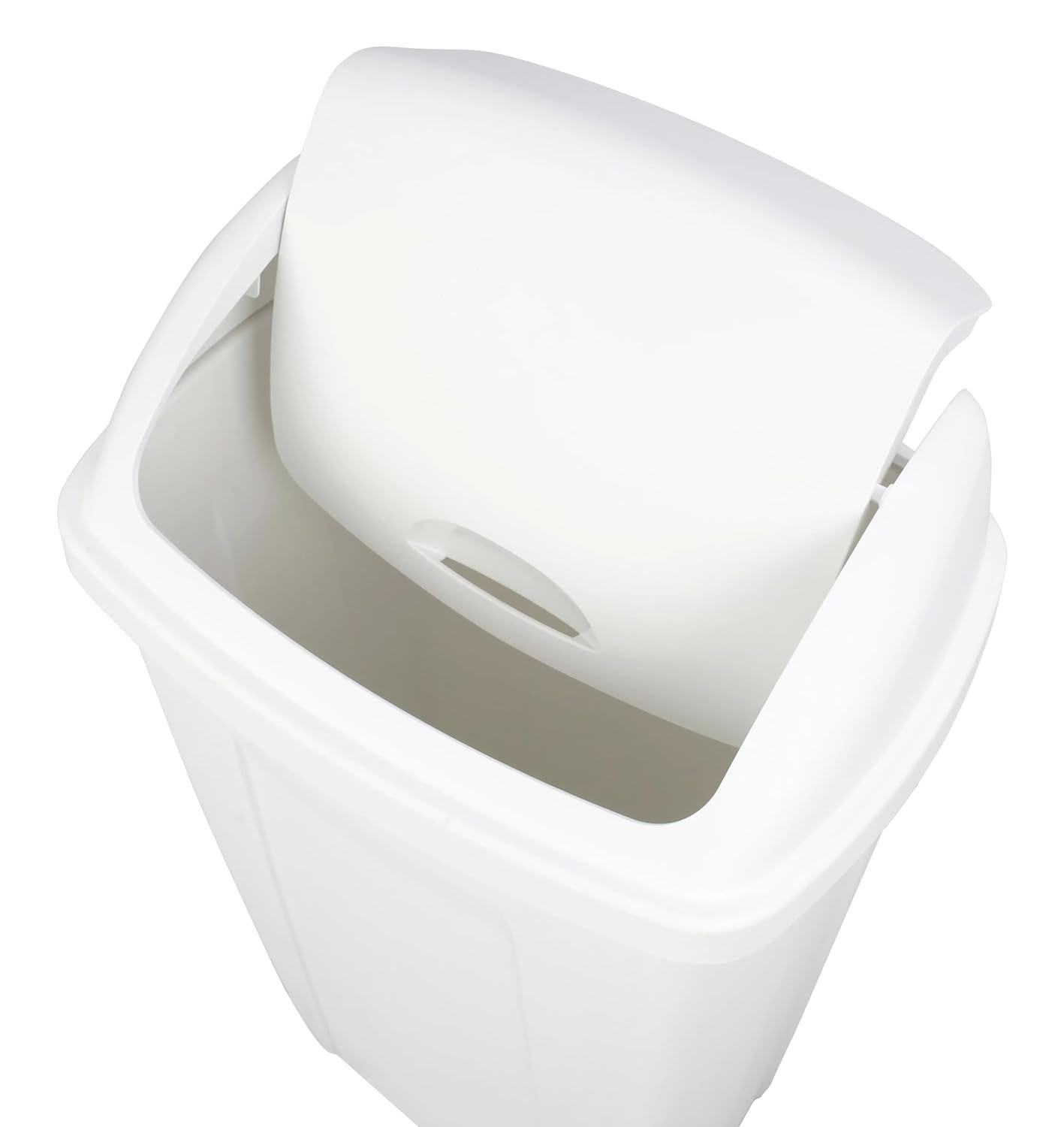 Mainstays Kitchen Trash Can, 13 Gallon, Plastic Swing Top Garbage Bin, White