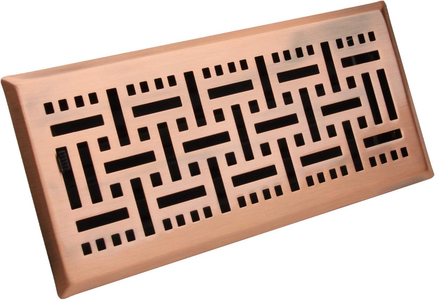 Copper Finish 4"x10" Steel Floor Register with Trap Net