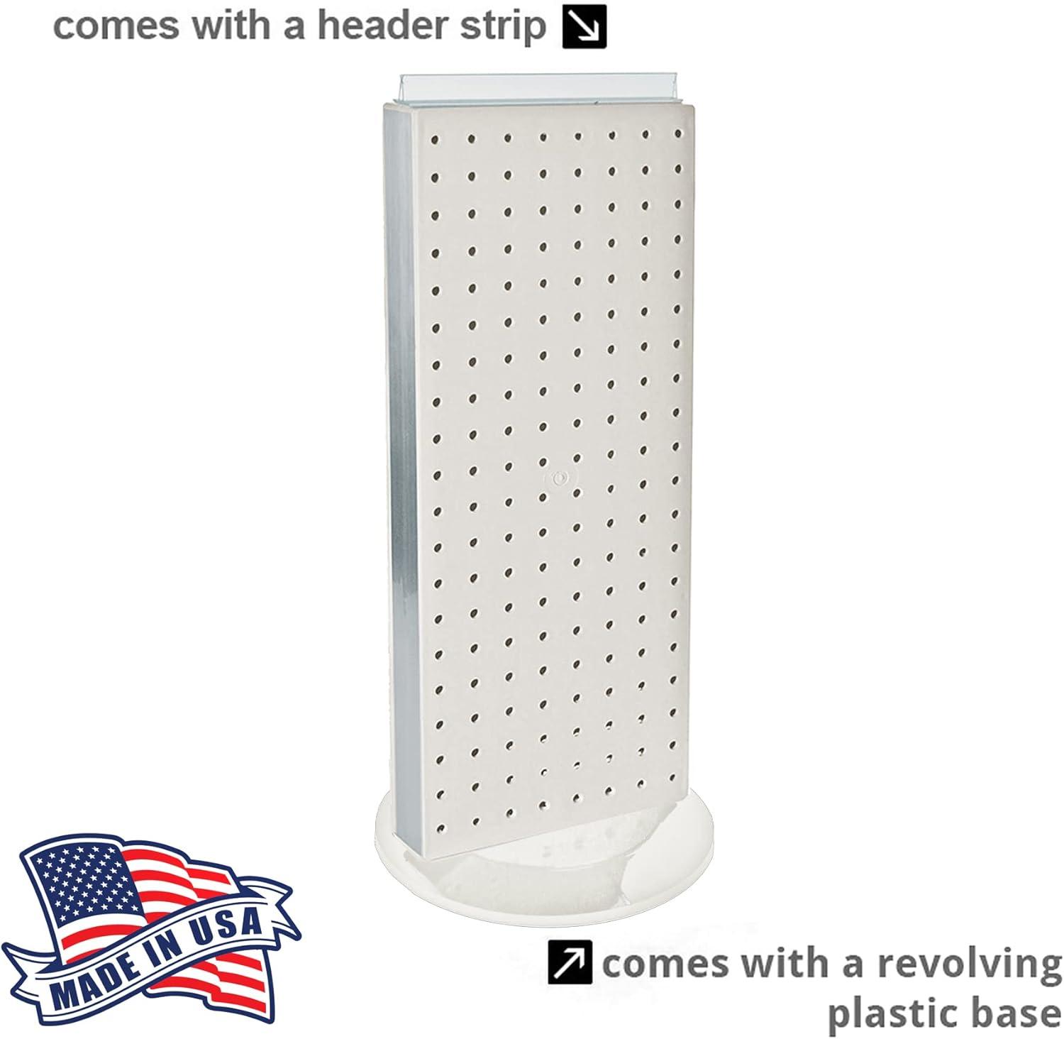 Azar Displays 700508-WHT White Revolving 8"W x 20.625"H Pegboard Counter Display