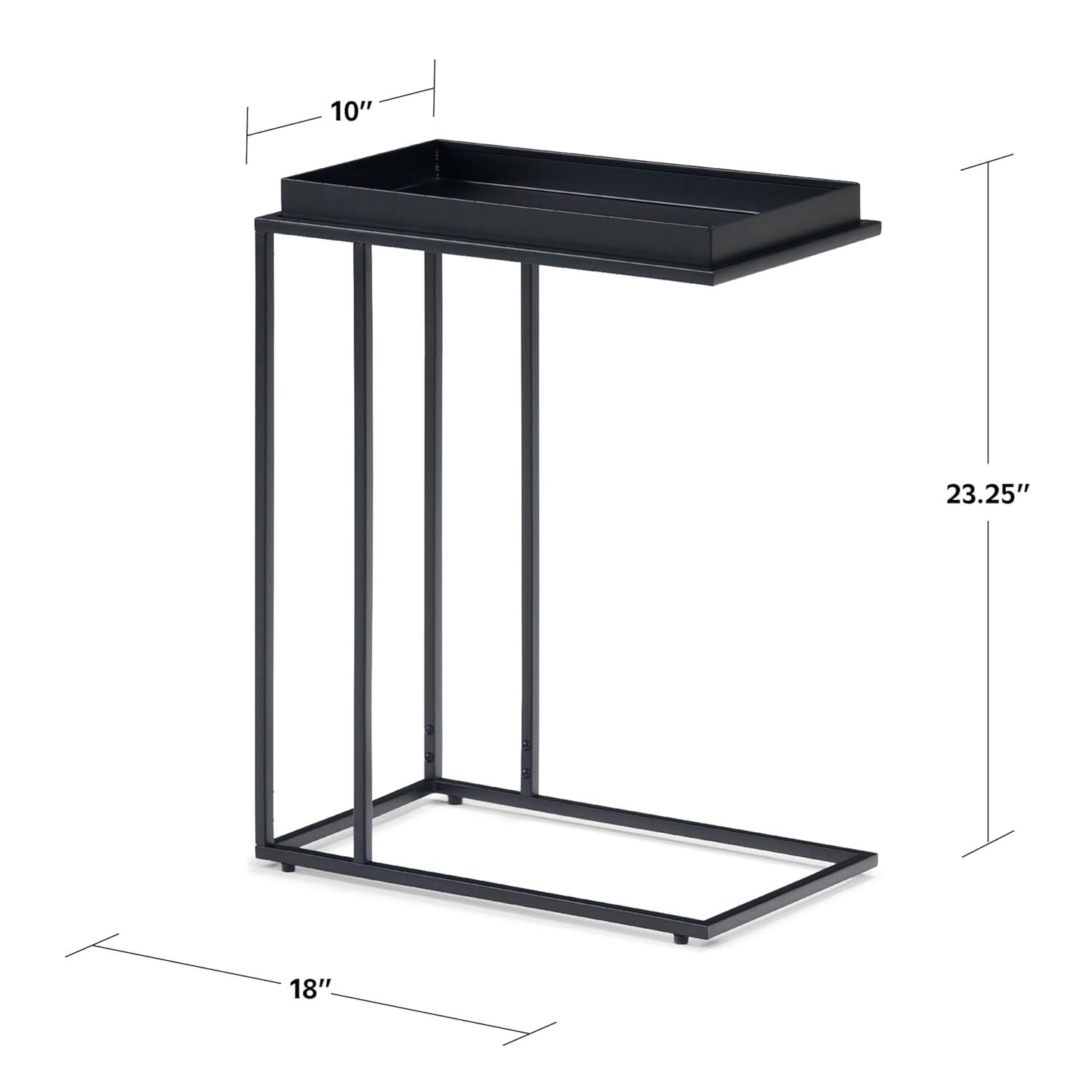 Simpli Home Garner 18"W Metal Mid-Century Modern C Side Table with Removable Tray Top