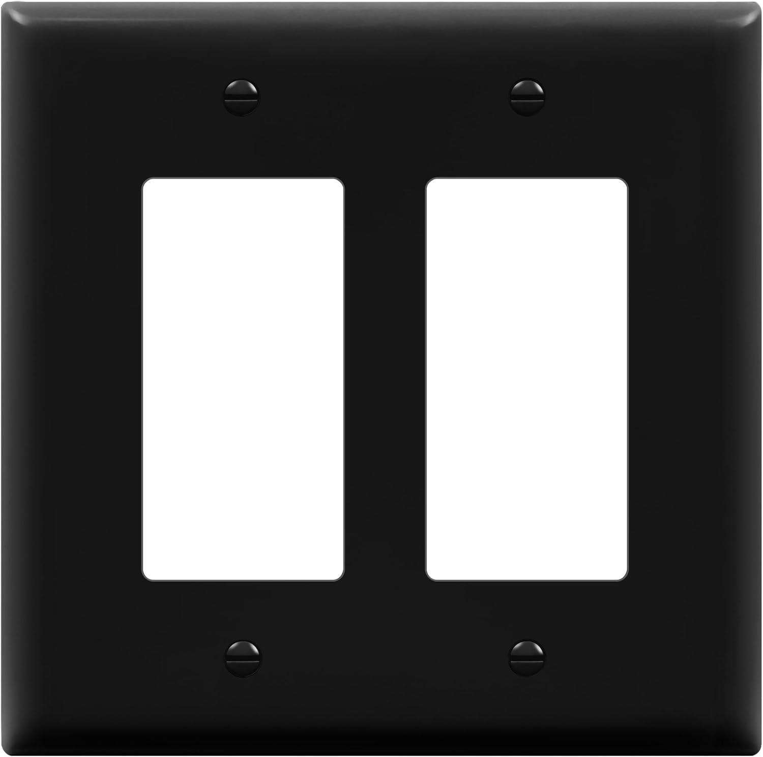 Black Gloss Polycarbonate 2-Gang Wall Plate