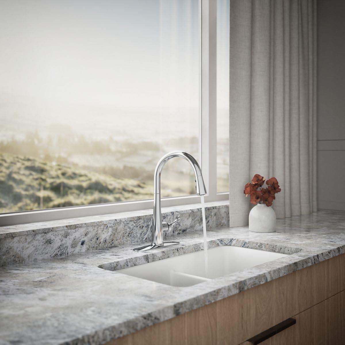 Simplice Touchless Pull-Down Kitchen Sink Faucet with Three-Function Sprayhead