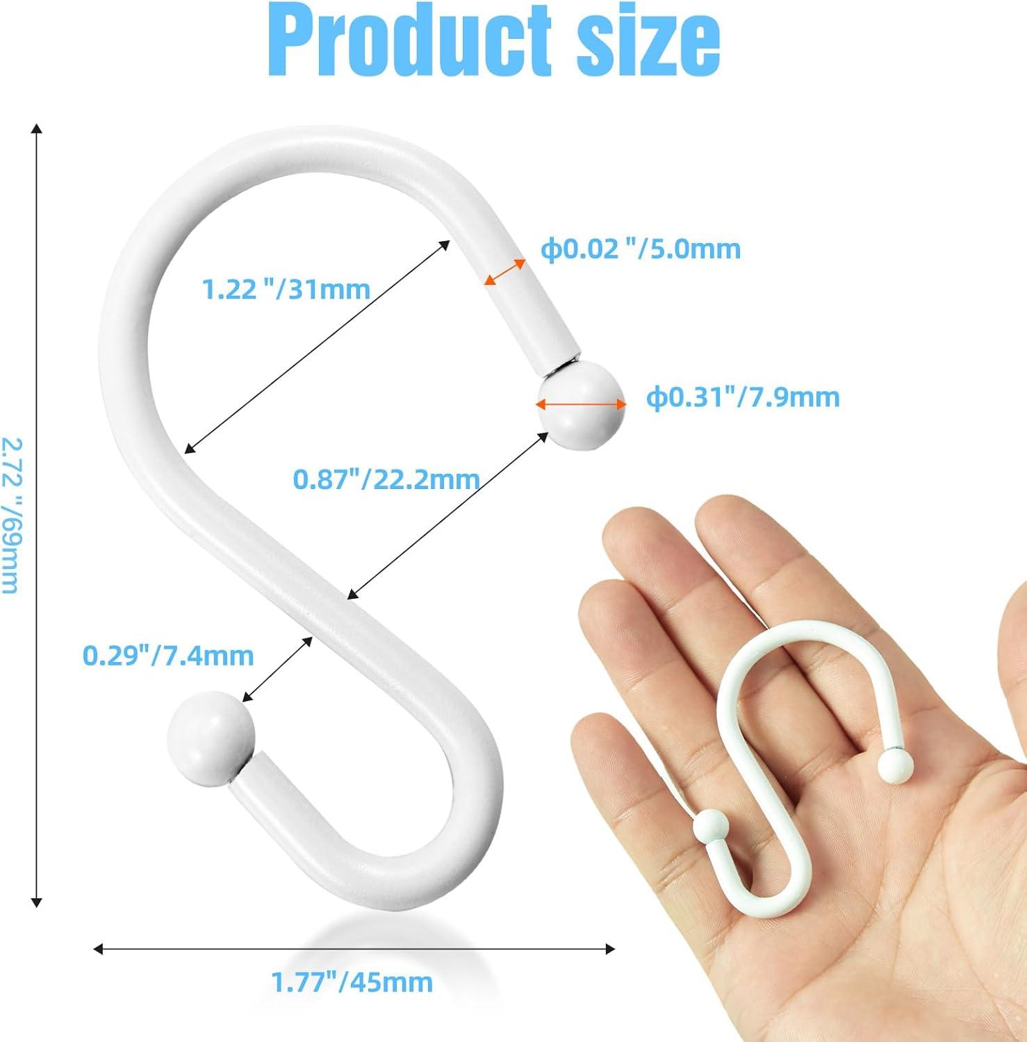 Washranp 12Pcs Shower Curtain Hooks,Rustproof Oil-Rubbed Zinc Alloy Elegant Oval Design Shower Curtain Rings for Home