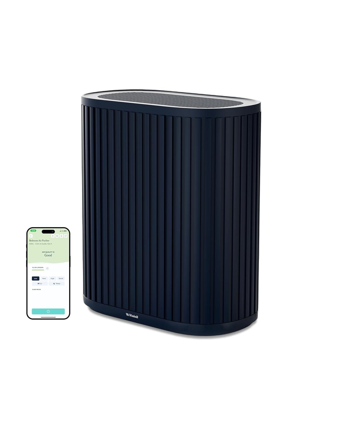 Windmill Windmill Smart Air Purifier for Home – Beautiful Modern Design – 3 in 1 with Medical Grade HEPA Activated Carbon Filter and Pre Filter – Quiet with White Noise Mode – Laser Sensor – Covers up to 1950 sq ft – Great for Smoke Dust Pets and Allergies