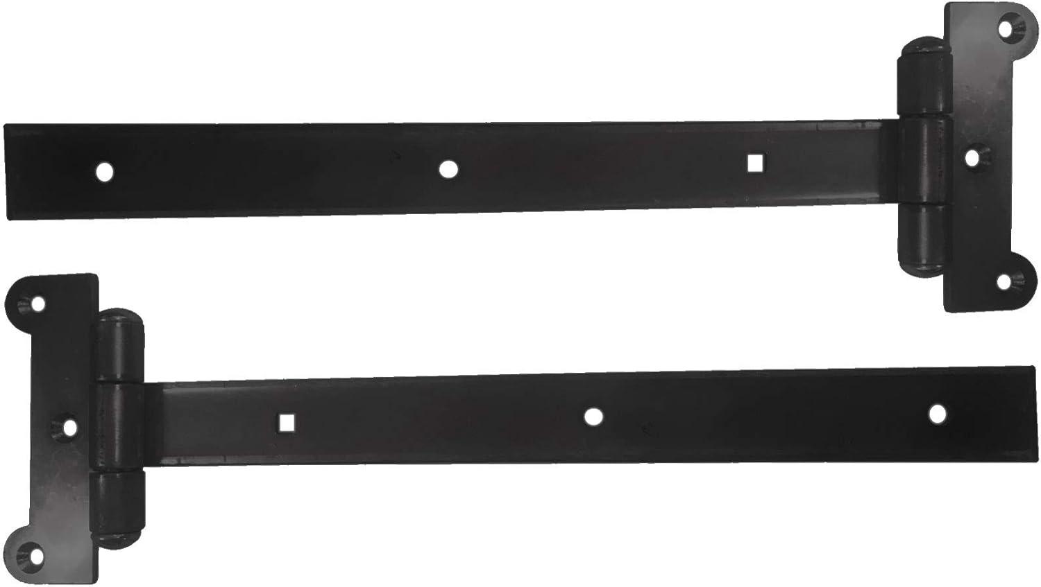 Black 12-Inch Heavy Duty Rectangular Strap Gate Hinges