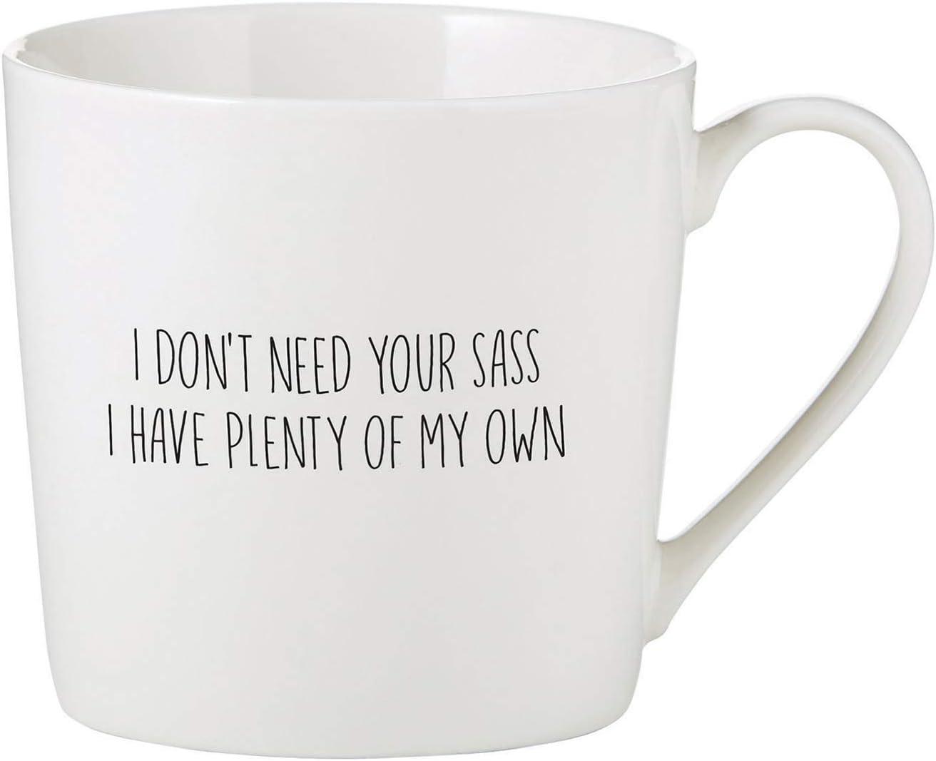 White Ceramic Personalized Sass Café Mug, 14-Ounce