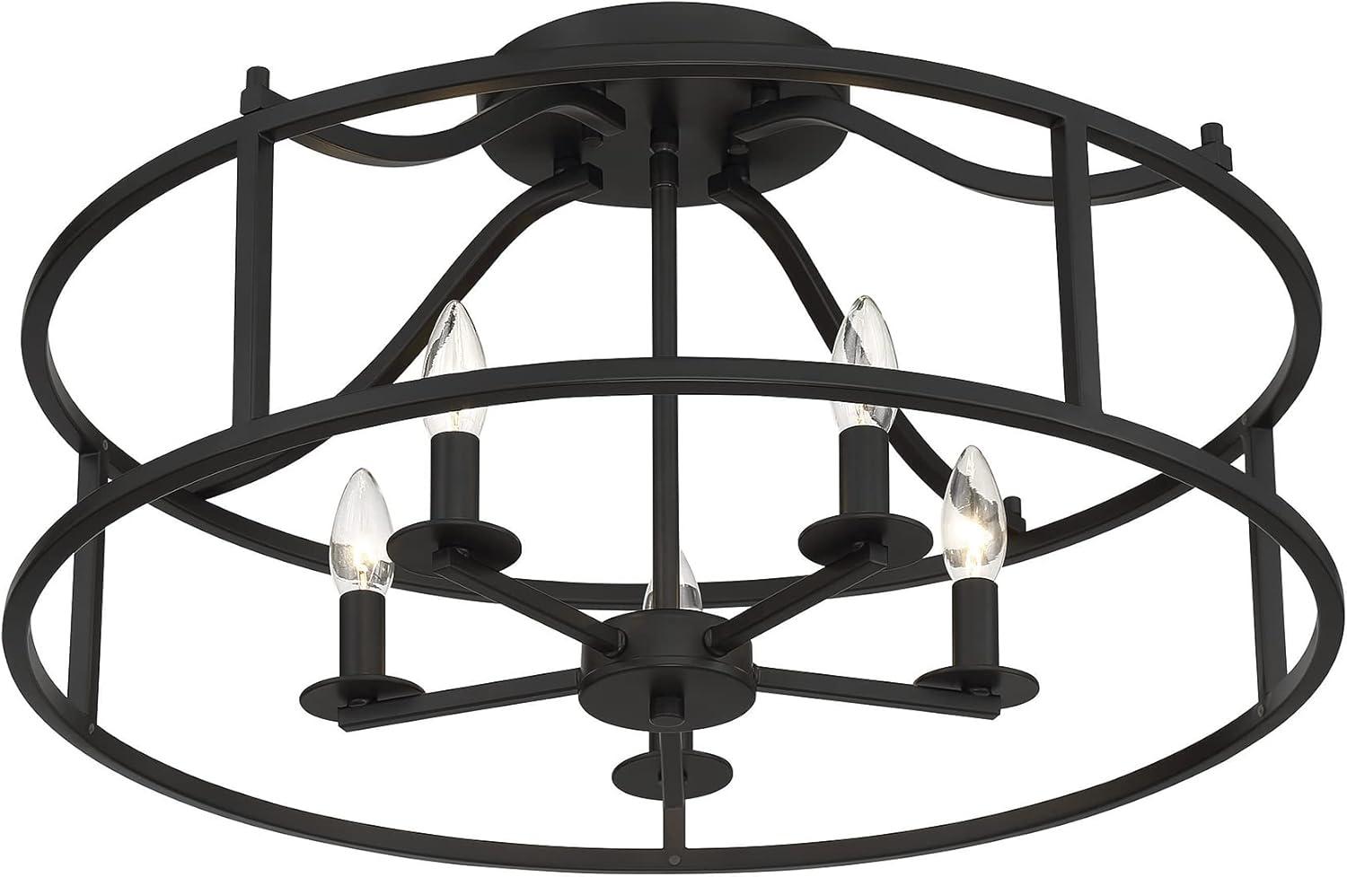 Savoy House 6-1679-5-89 Stockton Traditional Semi-Flush, 5-Light 300 Total Watts, 12" H x 24" W, Matte Black