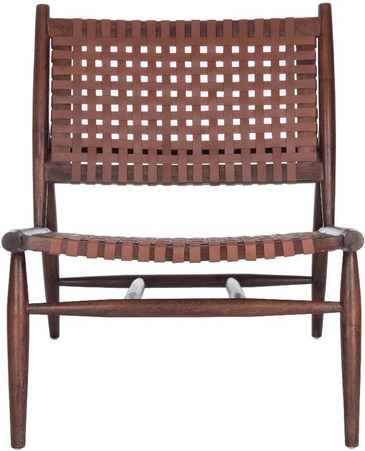 Soleil Leather Woven Accent Chair  - Safavieh