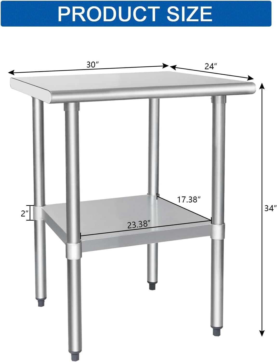 Stainless Steel Table with Undershelf. Metal Prep Table. NSF.