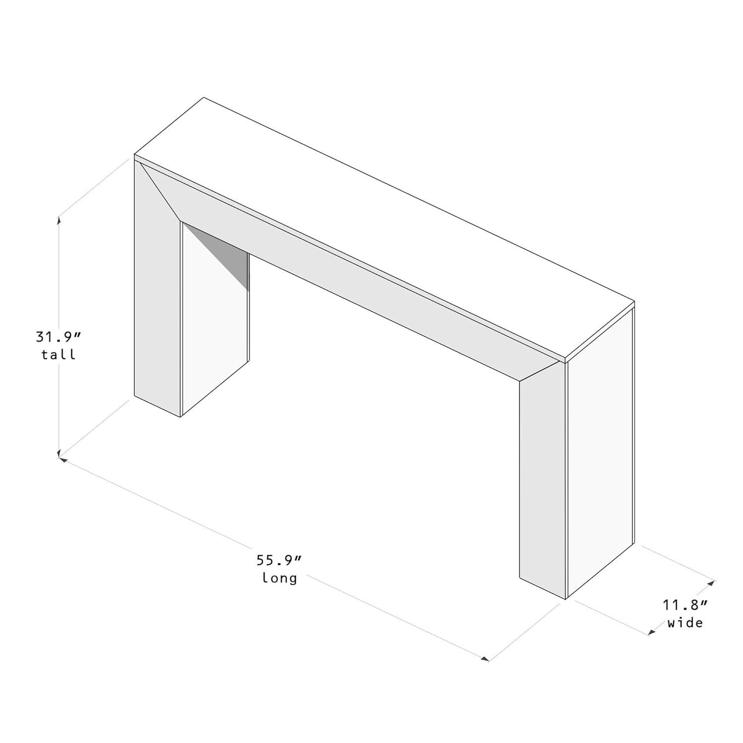 Plank+Beam Grand Console table, 56" Solid Wood Modern Sofa Table, Entryway Table for Hallway, Behind the Couch, Living Room, Foyer, Walnut Wirebrush