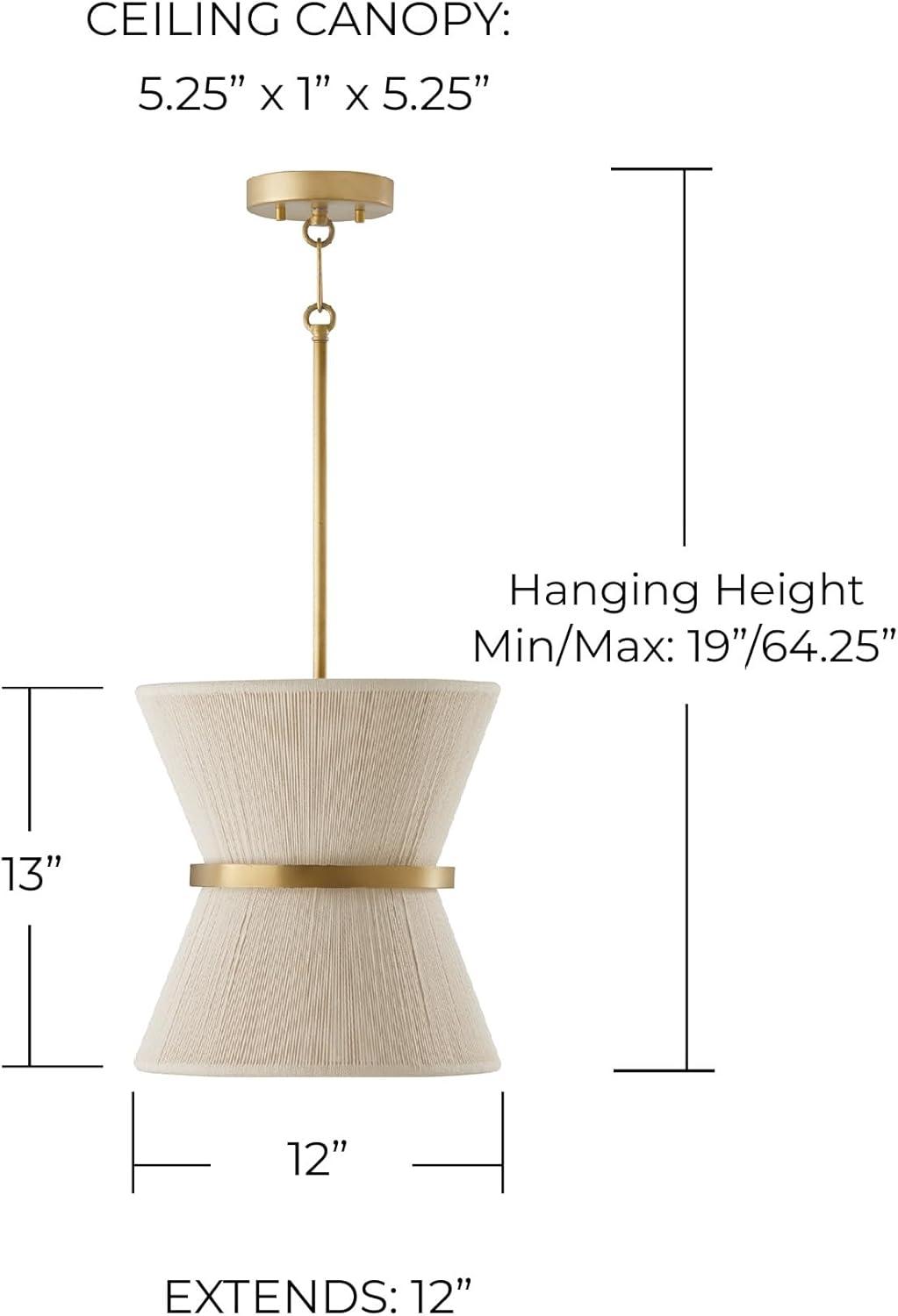 Capital Lighting 341211 Cecilia 12" Wide Pendant - Bleached Natural Rope / Patinaed Brass