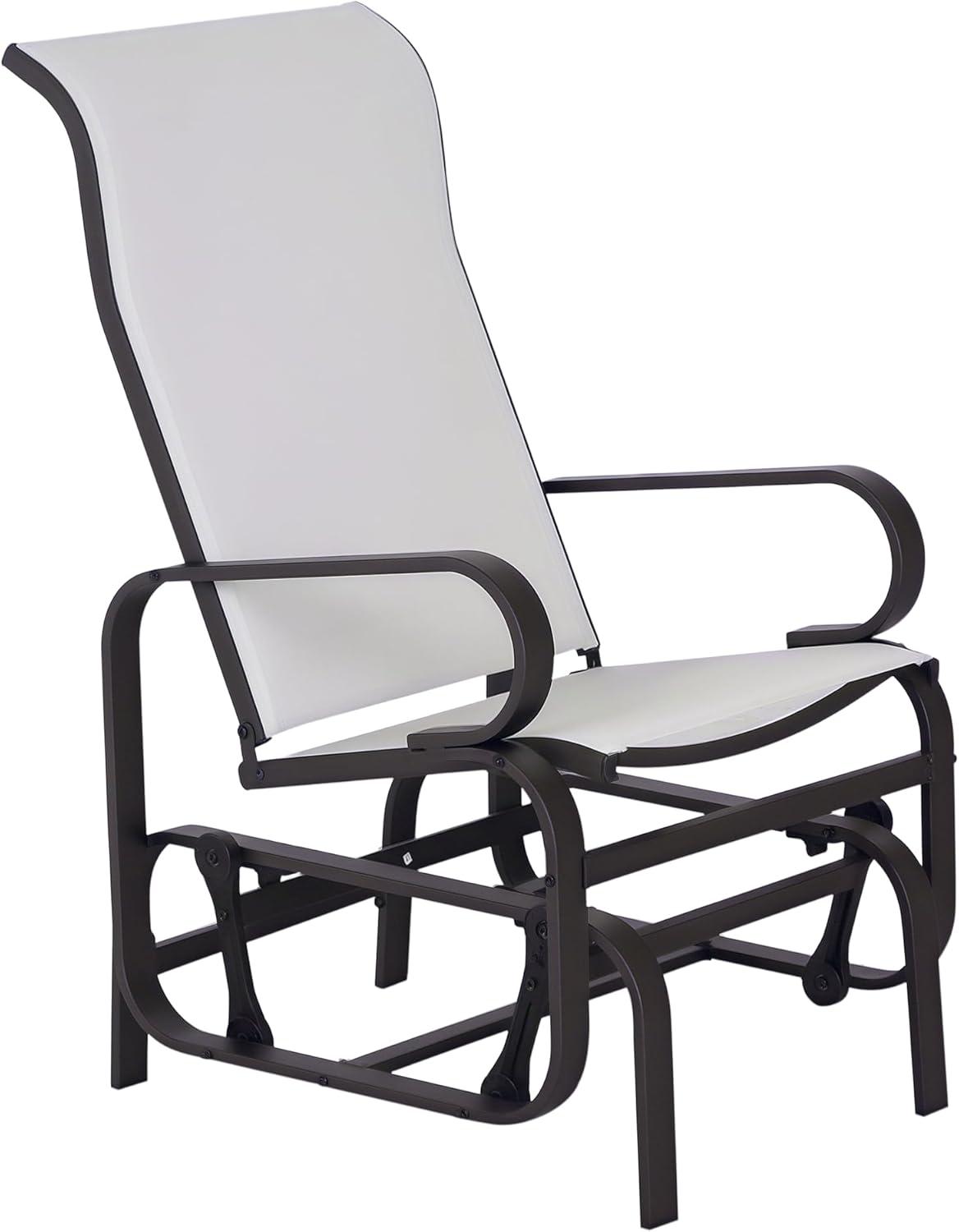Outsunny Gliding Lounger Chair, Outdoor Swinging Chair with Smooth Rocking Arms and Lightweight Construction for Patio Backyard, White