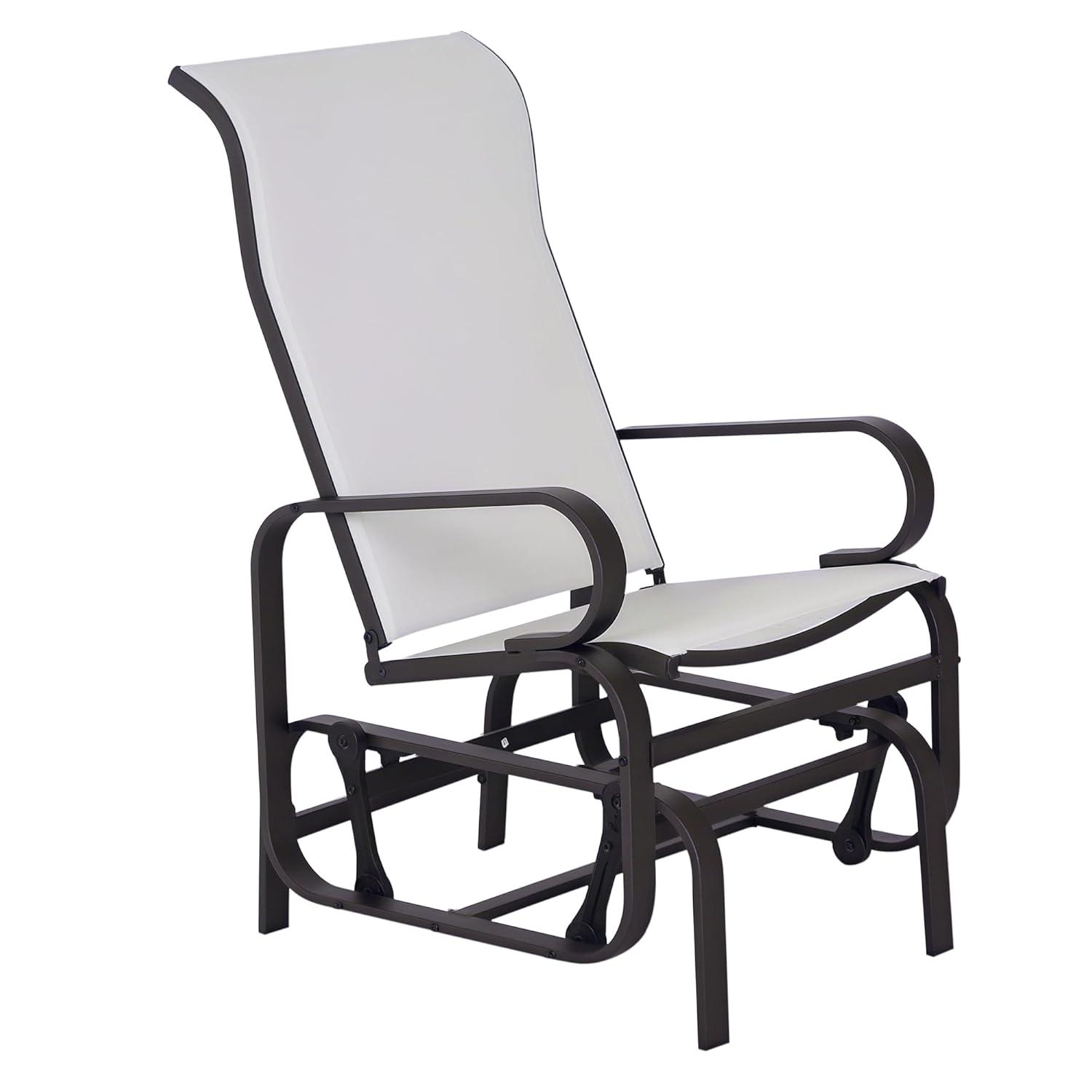 Outsunny Gliding Lounger Chair, Outdoor Swinging Chair with Smooth Rocking Arms and Lightweight Construction for Patio Backyard, White