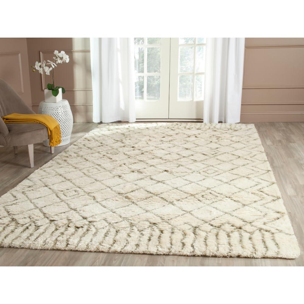 SAFAVIEH Casablanca Wilmer Abstract Shag Area Rug, Ivory/Green, 6' x 9'