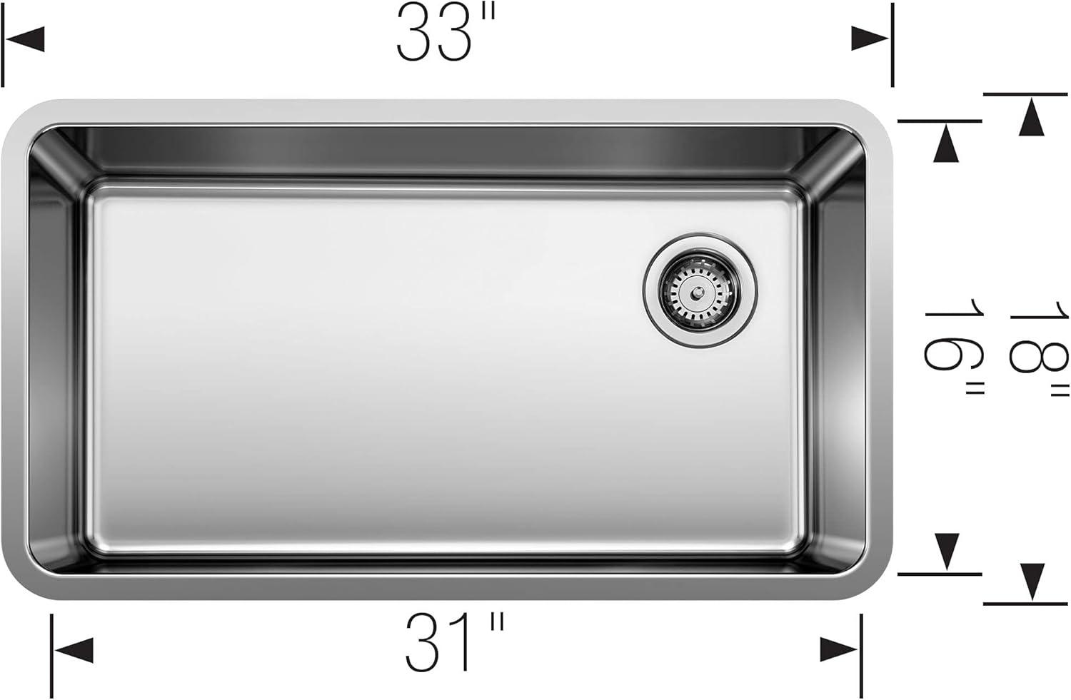 Formera 33" L x 18'' W Single Bowl Stainless Steel Undermount Kitchen Sink