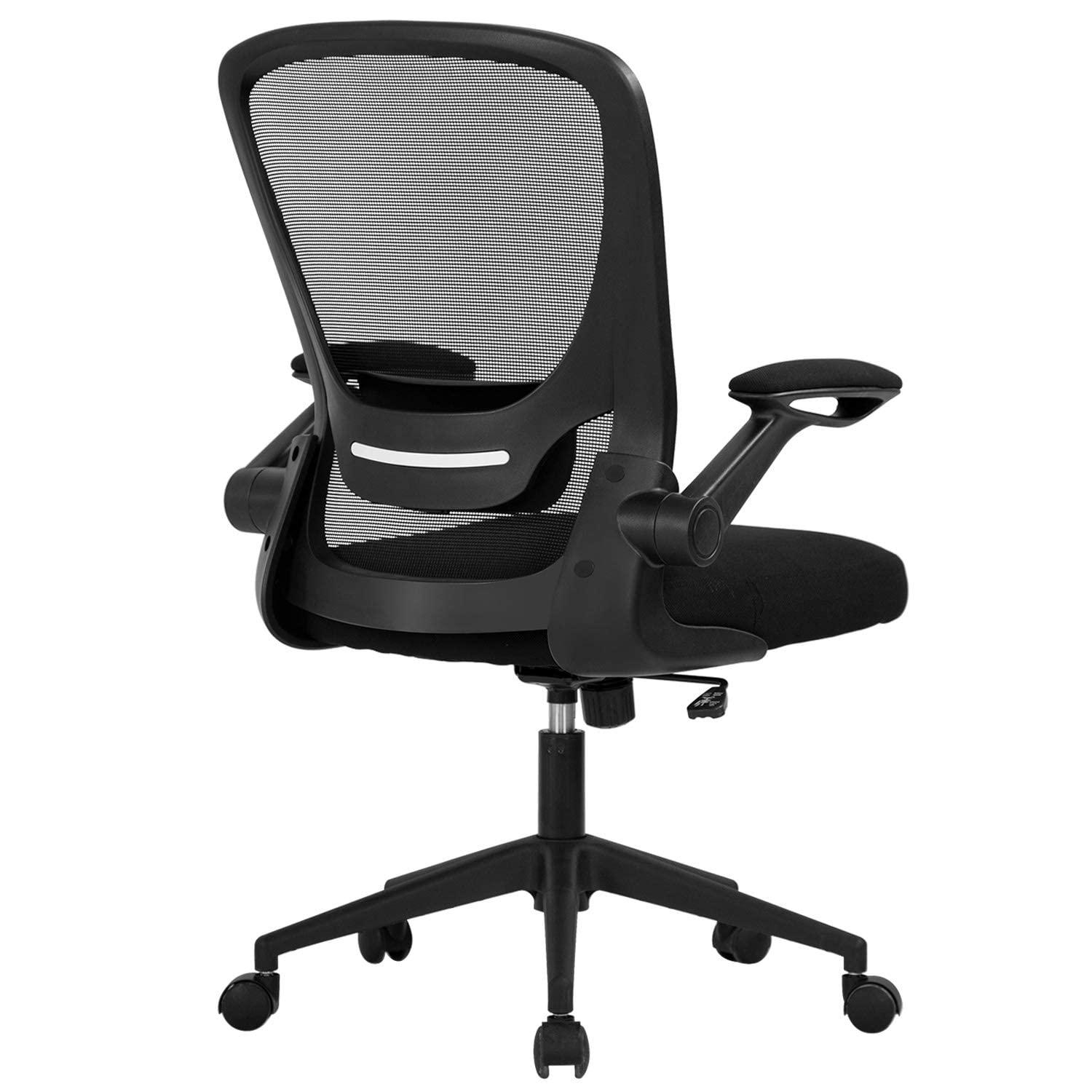 Office Chair Desk Computer Chair with Lumbar Support Flip-up Arms Swivel Rolling Executive Task Mesh Adjustable Ergonomic for Adults(White)