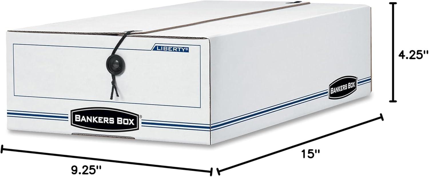 Bankers Box® Liberty Check/Deposit Slip Storage Box, 9 x 23 x 4, WE/BE, 12/Carton