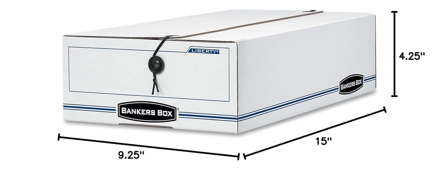 Bankers Box® Liberty Check/Deposit Slip Storage Box, 9 x 23 x 4, WE/BE, 12/Carton
