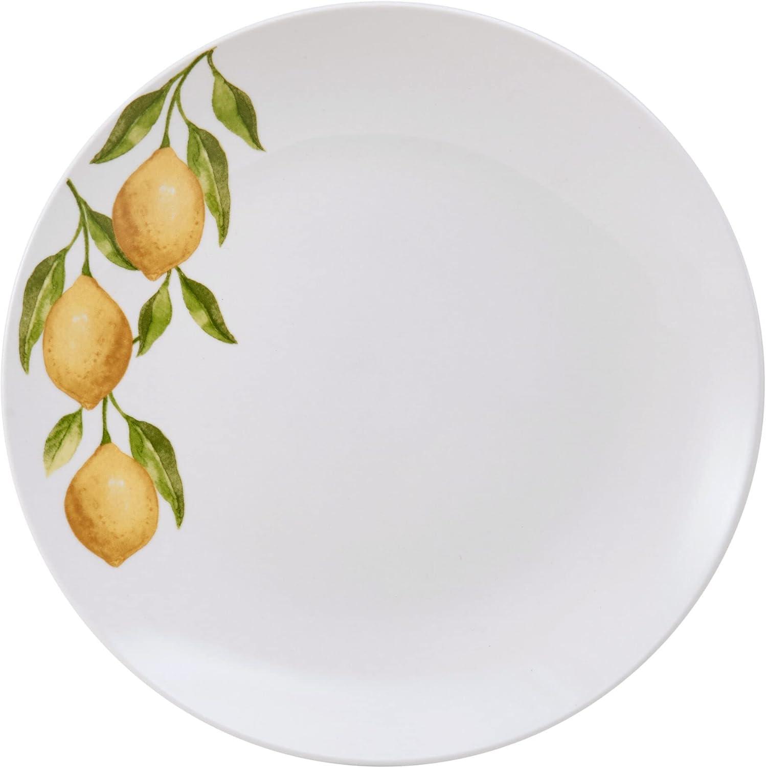 White Porcelain 16-Piece Dinnerware Set with Lemon Accents