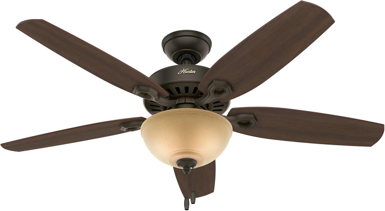 52" Builder Deluxe 5 - Blade Standard Ceiling Fan with Pull Chain and Light Kit Included