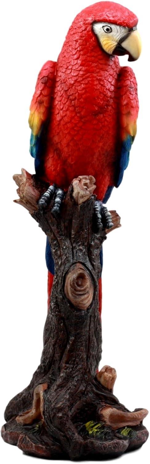 Ebros Gift Tropical Rainforest Red Scarlet Macaw Parrot 13.75 inch Garden Statue