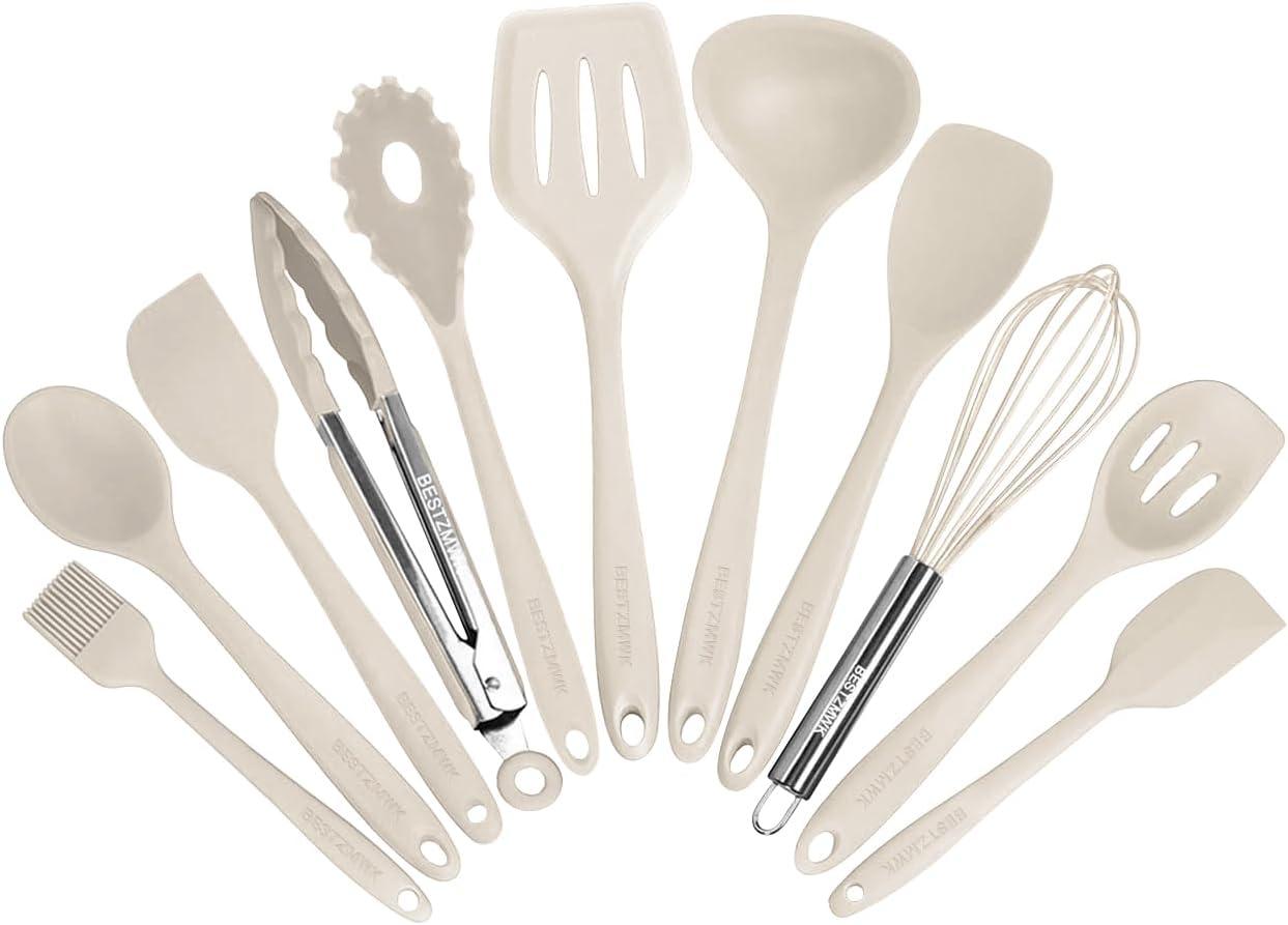 Khaki Silicone 11-Piece Nonstick Kitchen Utensil Set