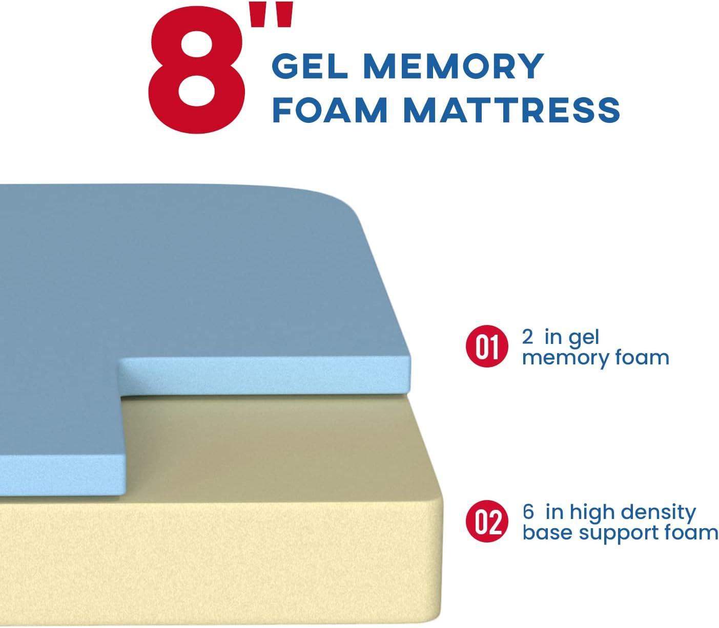 Queen 8-Inch Gel Memory Foam Mattress with Diamond Knitted Cover