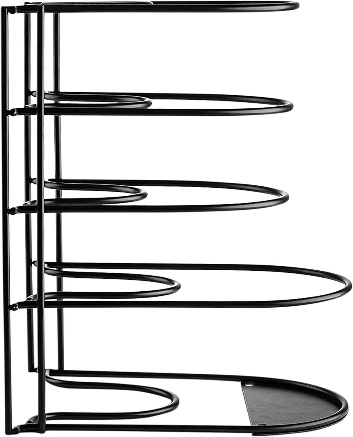 Extreme Matters Heavy-Duty Pots and Pans Organizer | 5-Tier Cookware & Lid Storage Rack | Free-Standing or Wall-Mount | Kitchen Organizer for Cast Iron Skillets, Pots, Frying Pans, Lids | Black